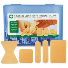 CorePlast Sterile Fabric Plasters Hard Box Assorted Washproof Plaster Pack 10...