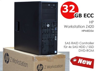 COMPUTER SERVER HP Z420 32 GB ECC 3D NVIDIA NVS-315/2GB INKL RAID CONTROLLER NEU