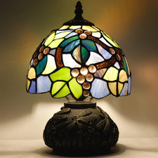 Amber Grape Tiffany Table Lamp - 8x8x11 Inch Stained Glass Accent Light