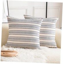 Decorative Boho Throw Pillow Covers, Farmhouse 22" x 22" Pack of 2 Navy Blue