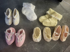 Charming Soft-Sole Infant Baby Shoes Booties Footwear Sz 0 Vintage 6 Pc Lot