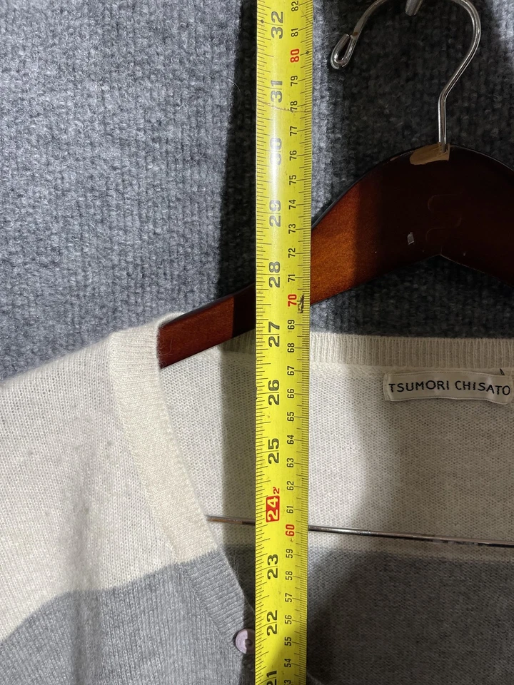 Свитер женский Tsumori Chisato большой серый бежевый розовая полоса шерсть ангора вязаный - Изображение 4 из 4