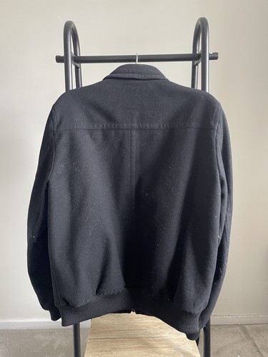 Vintage Lacoste Wool Bomber Jacket Black Zip Up Size L Men’s - Picture 3 of 5