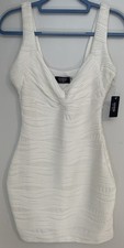Guess Women's Sleeveless Cream White Bodycon Ribbed Dress Lined Size 4 NWT