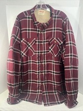Wrangler Authentics Men s Long Sleeve Sherpa Lined Flannel Shirt Jacket 3XL Red