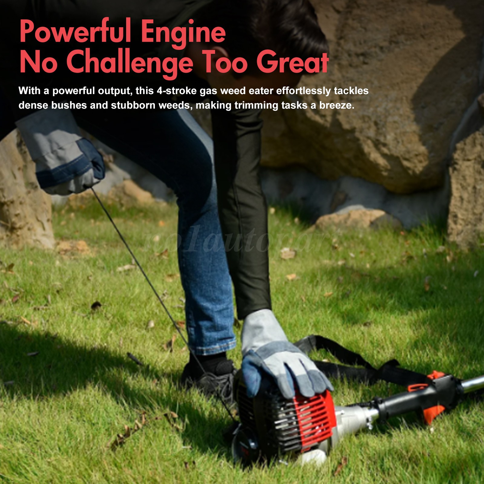 4-Stroke Gas Weed Eater, 31cc 15lb 13in Straight Shaft Trimmer for Lawns Grass