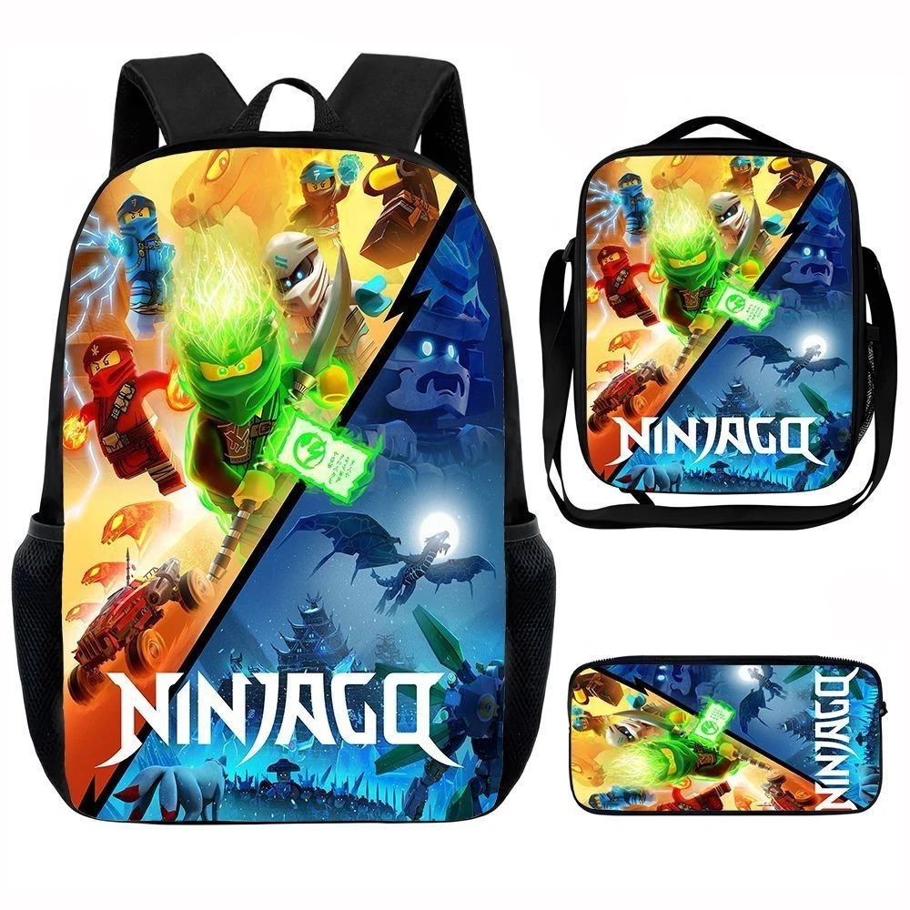 Ninjago Backpack Shoulder Bag Lunch Bag Pencil Case School Rucksack Set for Boys Girls