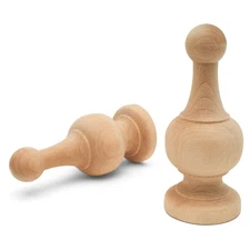 Unfinished Wood Finials Decorative, 4-1/4 inch, for Bed Post Finial, Curtain ...