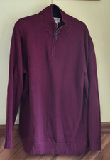 LL Bean 100 Cotton Knit Quarter Half Zip Sweater Men's Size XL Tall MAROON