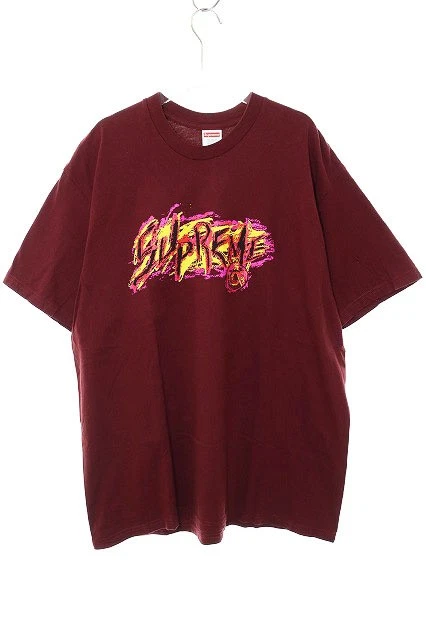 Supreme 20AW SCRATCH TEE BORDEAUX XL Scratch T shirt logo manches courtes bordeaux