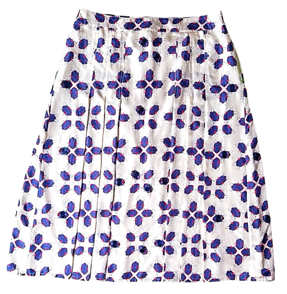 $378 FALDA ESCARABAJO PLISADA SARGA SEDA TORY BURCH HARPER VALLE CUADROS TALLA 4 RARA Foto 3 de 4