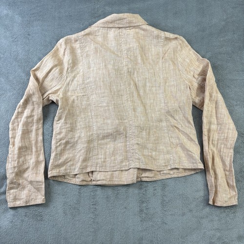 Lou Grey Linen Moto Jacket Womens L Peach Blazer Minimalist Preppy Office Church - Picture 9 of 12