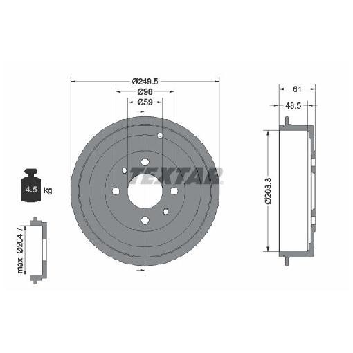 2X Bremstrommel Hinten FüR Fiat Idea 350 1.2 1.4 03 Bis 26 Textar 843A1000 KFV-image