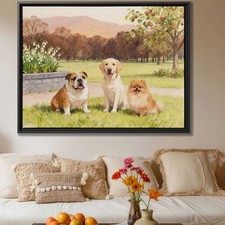 Watercolor Painting Dog Canvas Bulldog Art Print Cute Dog Wall Decor Pet Art