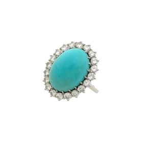 Authentic Lab Grown Beautiful Turquoise White Gold Plated 925 Sterling Silver ring for her