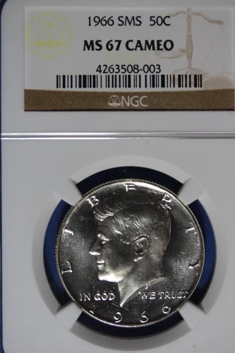 1966 SMS NGC 50C MS67 CAMEO KENNEDY HALF DOLLAR #B50648