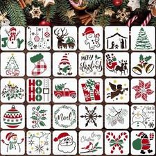 Versatile 30 pcs Christmas Stencils - 3x3in Fun for Holiday Crafting Adventures