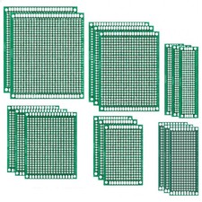 32 Piece Double Sided Protoboard Kit for Circuit Design - 6 Standard PCB Sizes