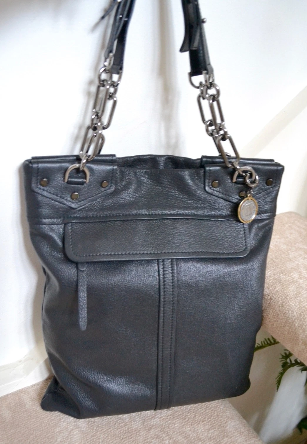 Lanvin — NWT $1495 Lanvin Paris Soft Leather Chain Strap Tall Slim Handbag Bag Black