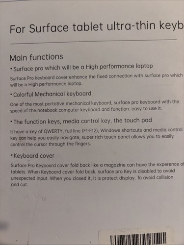 NEW Wireless Keyboard Red Backlit Cover Magnetic Microsoft Surface Pro 4/5/6/7 - Picture 5 of 12