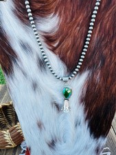 Handcrafted Turquoise & Sterling Silver Beaded Blossom Necklace