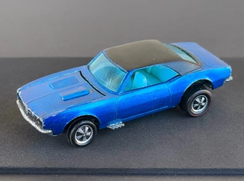 Vintage Hot Wheels Redline 1968 EARLY Blue Custom Camaro HK - BUBBLEGUM! NICE!