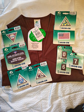 Girl Scouts Lot Brownie Vest Children Size S Including New Iron On Patches