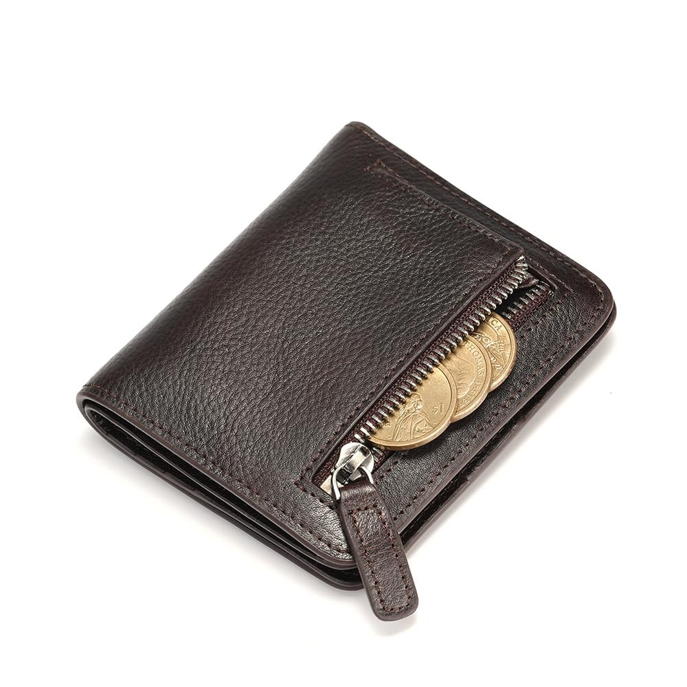 Men's Slim RFID-Blocking Leather Zipper Wallet – Compact & Multi-Functional