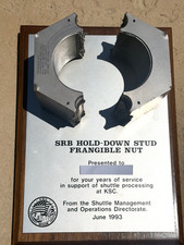 Vintage NASA Space Shuttle Frangible Nut Awarded to Nasa Engineer