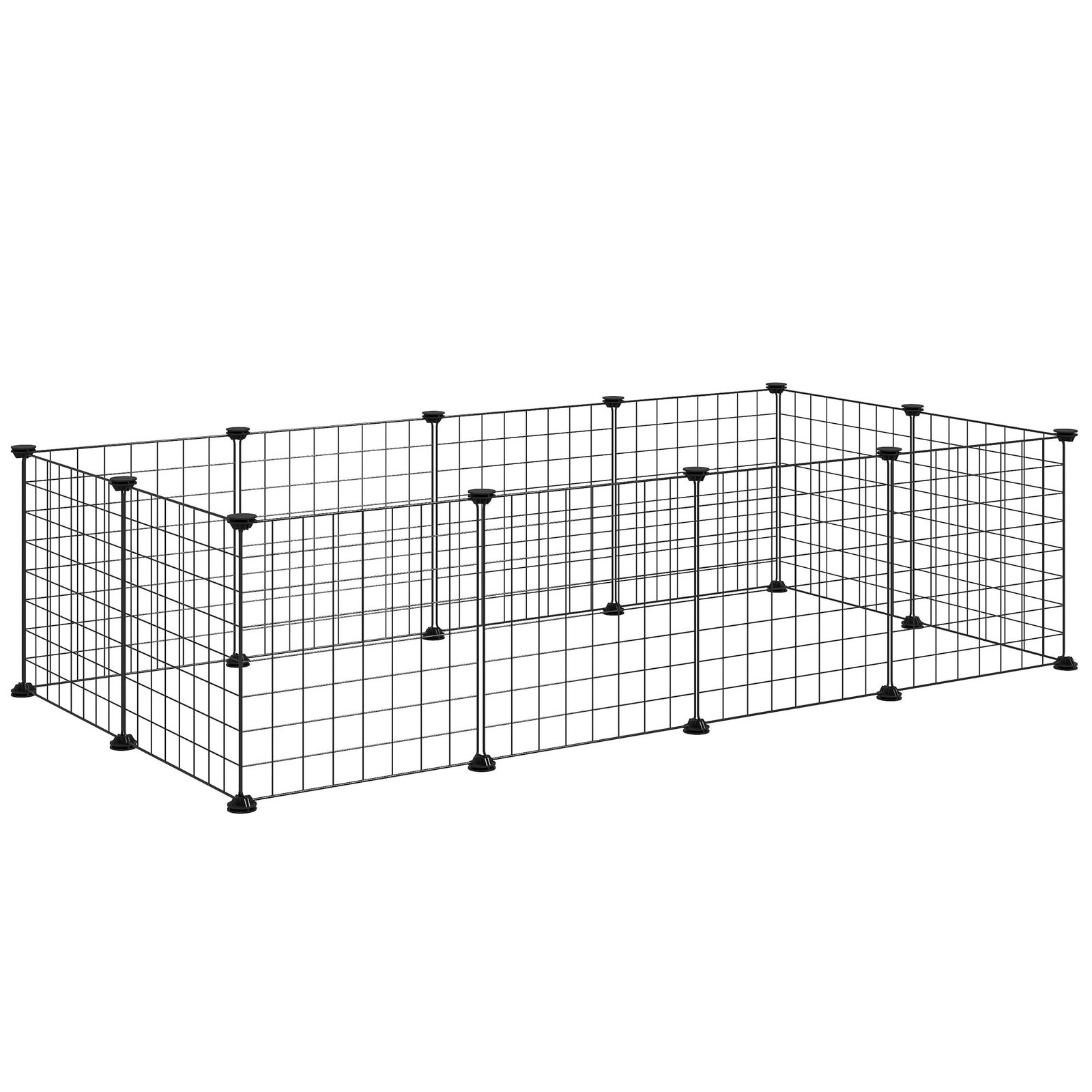 Clôture métallique pour animaux évitant les fugues : enclos 12 panneaux pour chiots et lapins