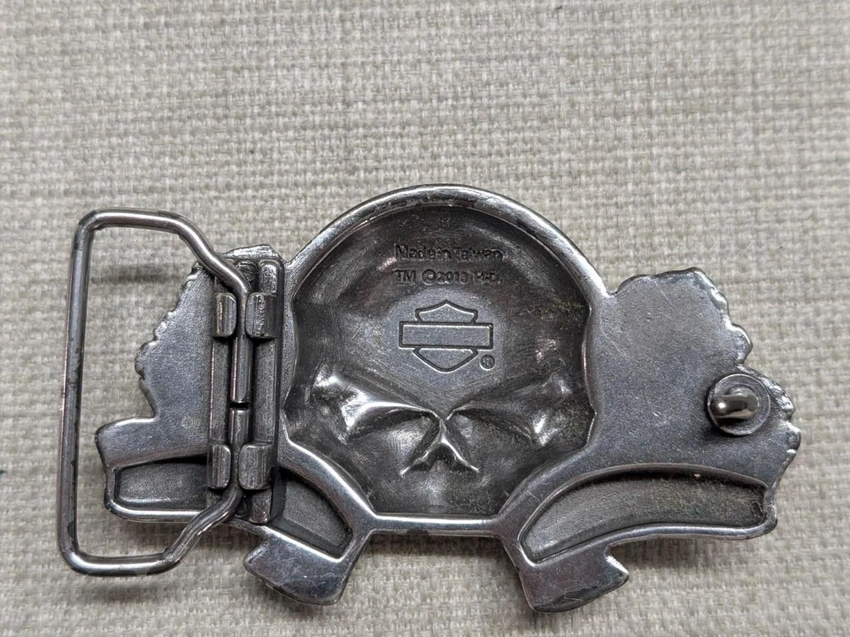 Hebilla de cinturón vintage Y2K Harley Davidson metal cromado calavera motocicleta Western Foto 3 de 4