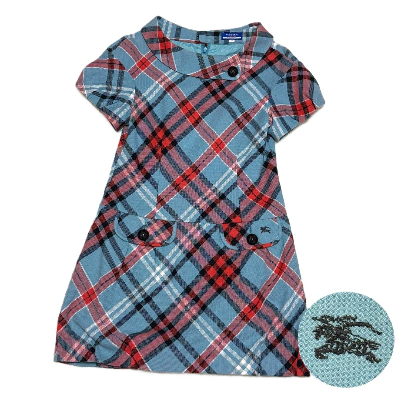BURBERRY BLUE LABEL ノバチェック Dress 38 Burberry Blue Label Nova Check Short-Sleeve Mini Dress [BL/38/VG