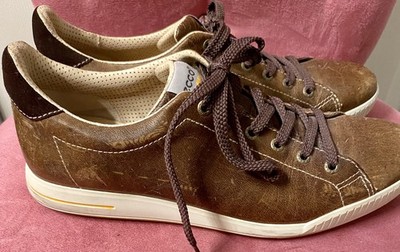 ECCO Spikeless Golf Shoes Brown Leather Casual Comfort Men's US Sz 9 - 9.5 EU 43