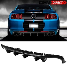 Fits 13-14 Ford Mustang GT500 Rear Bumper Diffuser Matte Black with V3 Style Fin
