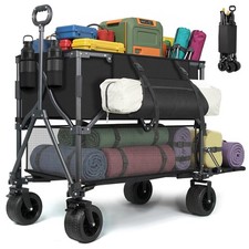 400L Double Decker Wagon Large Capacity Foldable Utility Cart 600LBS Utility