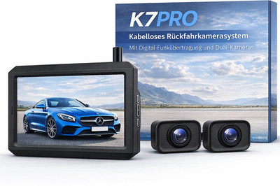 K7 PRO Digitale Funk Rückfahrkamera 5'' HD Monitor 2 Kameras 720P IP68