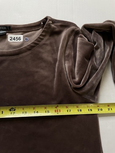 Natori Maxi Dress Womens L Brown Velour Velvet Night Gown Side Slit Long - Picture 4 of 6