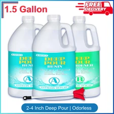 Deep Pour Epoxy Resin 1.5 Gallon 2-4 Inch Pour Depth Low Viscosity Crystal Clear