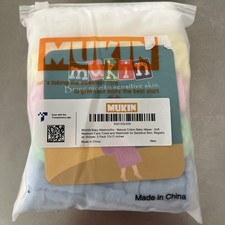 Mukin Pack of 5 Baby Multicolored Muslin Washclothes, 12 12 inches