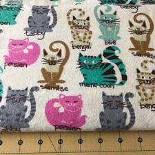 Cats Flannel Fabric Sold By The Yard 1967