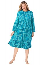 Only Necessities Plus Size Cotton Flannel Print Short Gown