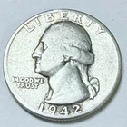 1942 Washington Quarter 90% Silver Very Good Details #4524