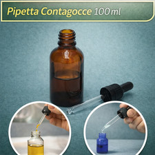 FLACONE PIPETTA CONTAGOCCE IN VETRO PER BOTTIGLIE da 100 ml - PIPETTA 
