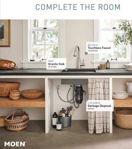 Moen Lite Series GXP33C PRO 1/3 HP Continuous Feed Garbage Disposal - Picture 5 of 8