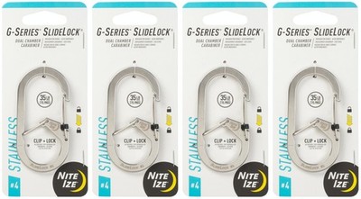 Nite Ize G-Series SlideLock Dual Chamber Stainless Steel Carabiner #4 (4-Pack)