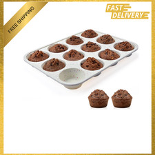 Silicone Muffin Pan Metal Reinforced Frame 12 Cup Regular Size Non-Stick Oven
