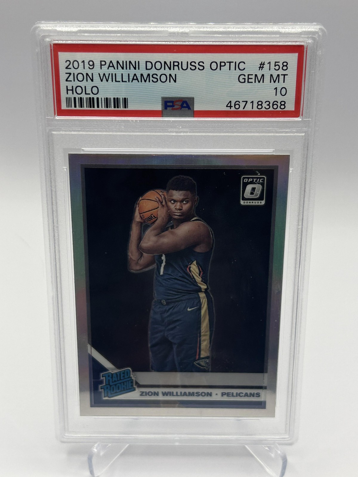 2019-20 Donruss Optic #158 Zion Williamson Holo PSA 10 Pelicans