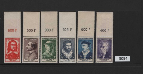 (3094) France Scott B303-308 Portraits with upper tab, SCV $35.00 MNH MNH