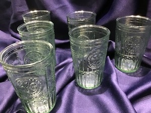 6 BORMIOLI ROCCO ROMANTIC clear green BEVERAGE GLASSES 16 OZ NEVER USED!