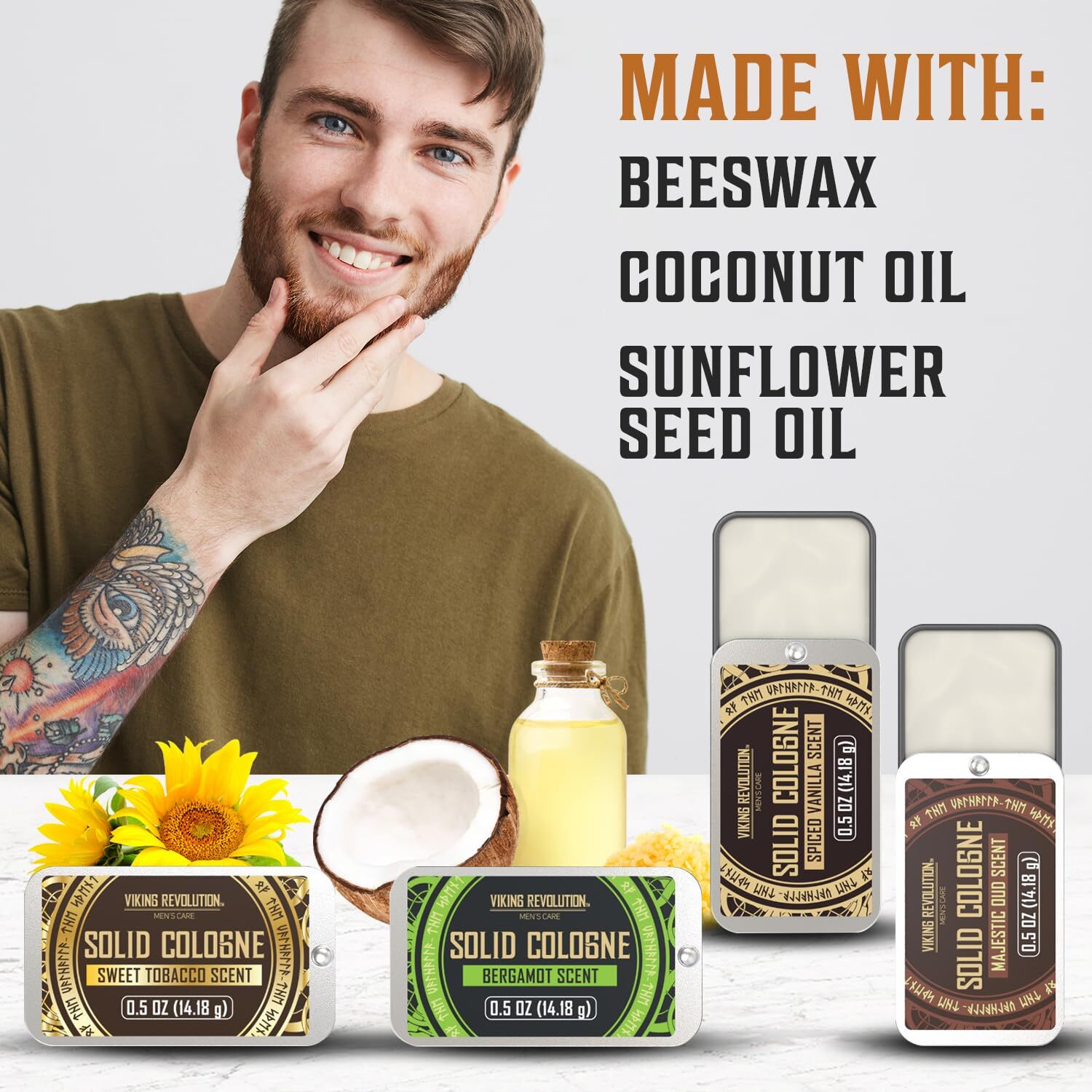 Viking Revolution 4-Pack Men’s Variety Solid Colognes 0.5oz Travel Wax Set